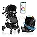 Evenflo Shyft Intuiti+ Travel System Featuring Revolve180 LiteMax™ NXT Rotating Rear-Facing Lightweight Preemie and Infant Car Seat with SensorySoothe 3-30 lbs. (Dubhan Black)