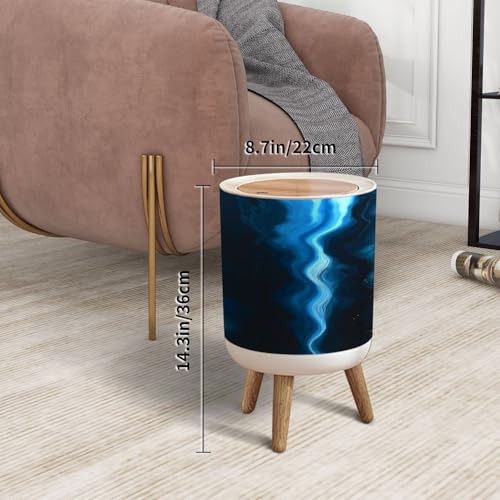 Caneca de basura pequeña con tapa decorativa azul oscuro miniatura 4