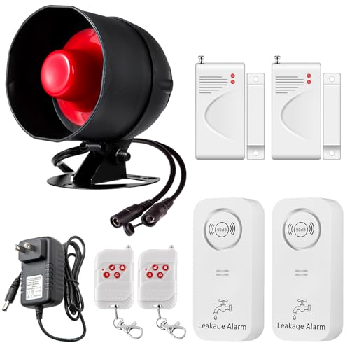 Home Security System 8 Pieces Kit with App Notification (2.4 GHz WiFi), Water Leak Detector and Proof Siren Window Door Sensors Motion Sensor Alarm for Home, 300 Ft Wireless Rang for Apartment Garage
