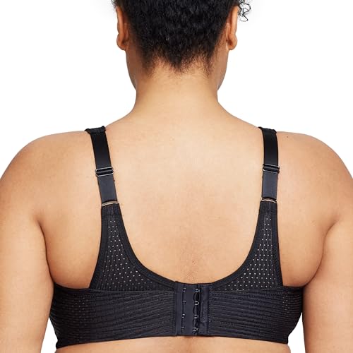 Full Figure Plus Size Custom Control Sports Bra Wirefree #1166 Solid Black 38F