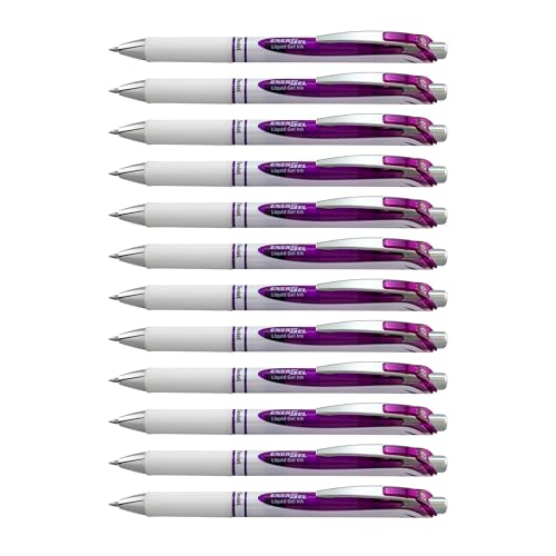 Pentel EnerGel Pearl Deluxe RTX Retractable Liquid Gel Pen, (0.7mm), Accent, Violet Ink, Box of 12 (BL77PW-V)