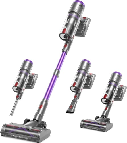 OXVAC Cordless Vacuum Cleaner, 60KPa 650W Stick Vacuum with 80Mins Runtime, Smart AUTO Mode, Anti-Tangle Brush, Self-Standing Vacuum Cleaner for Home, Pet Hair, Carpet & Hardwood Floor, Purple