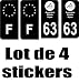 SAFIRMES 4 Stickers Style Auto Plaque immatriculation Noir Auvergne Rhone Alpes 63