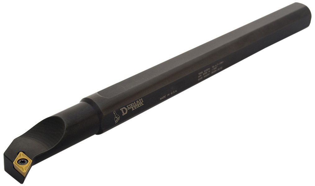 S-SDUC Round Shank Steel Miniature Screw Lock Boring Bar, Right Hand Cut, 4" Overall Length, 31/64" Minimum Bore Diameter, 3/8" Shank Diameter