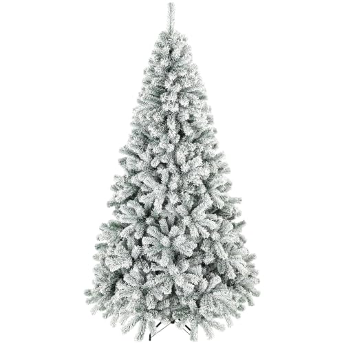 HOMCOM Árbol de Navidad Nevado de 180 cm 650 Puntas de PVC Ignífugo