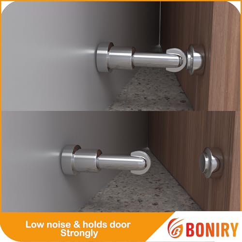 Image of Boniry Premium Magnetic Door Stopper | Durable, Stylish & Rustproof | Protects Doors | Strong Hold, Easy Installation, Perfect for Home & Office Use (4, Silver)