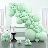 PartyWoo Light Green Balloons 127pcs Different Sizes Pack of 36 18 12 10 5 Inch Mint Pastel Peppermin Green Balloon Arch Kit for Baby Shower Spring Forest Birthday Party Decorations Green-Q06