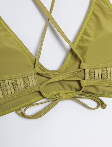 Image of ZAFUL Women's Tie Back Padded High Cut Bralette Bikini Set Two Piece Swimsuit