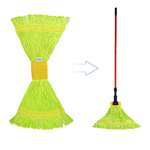 Image of Matthew Cleaning Microfiber String Mop Heavy Duty Commercial Wet Mop Head Replacement,Excellent Absorbency,Premium Launderability,Reusable for Home,Commercial and Industrial Use(Green,3Pack)