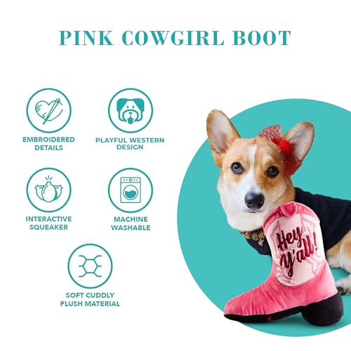 Juguete de peluche para perros zueco vaquero rosa miniatura 4