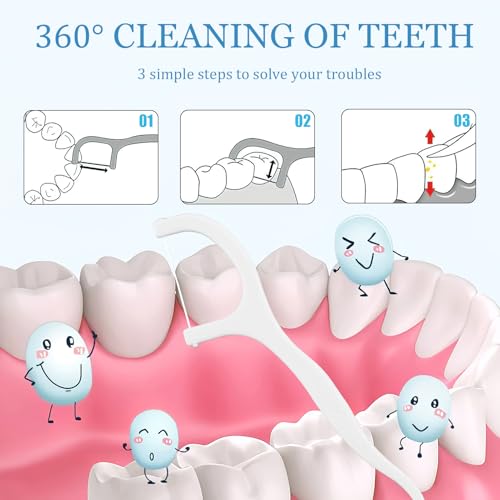 Tweozhui 400 Stück gum zahnseide zahnsticks zahnseidesticks, Einweg Zahnseide Zahnpflege Zahnreiniger mit integriertem Zahnstocher, Plaque- und Speiserestentfernung, für Mundhygiene und Zahnpflege – Bild 6