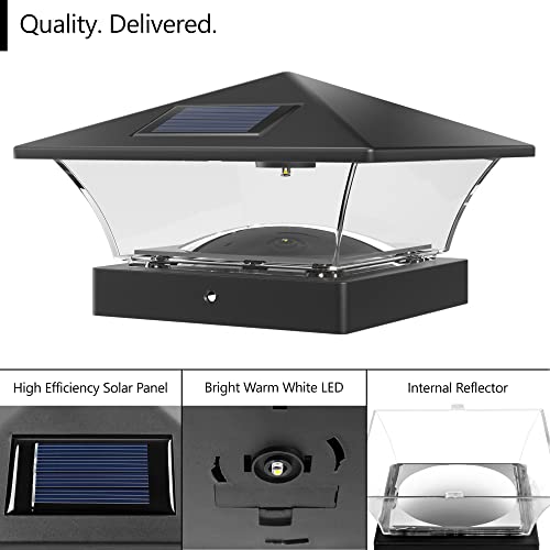 Davinci Lighting Classic Solar Outdoor Post Cap Lights - 4X4 5X5 6X6 - Bright Led Light For Fence Deck Garden Or Patio Posts - Slate Black (1 Pack) #TOP1