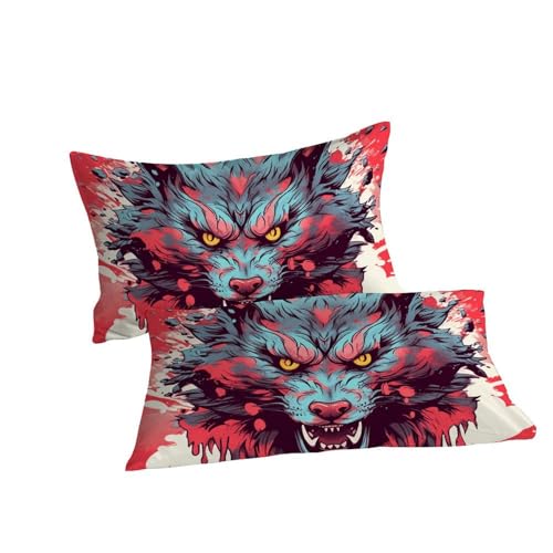 Housse de couette 3D loup 3 pièces douce lit king 220x240cm avec taies d'oreiller - 7