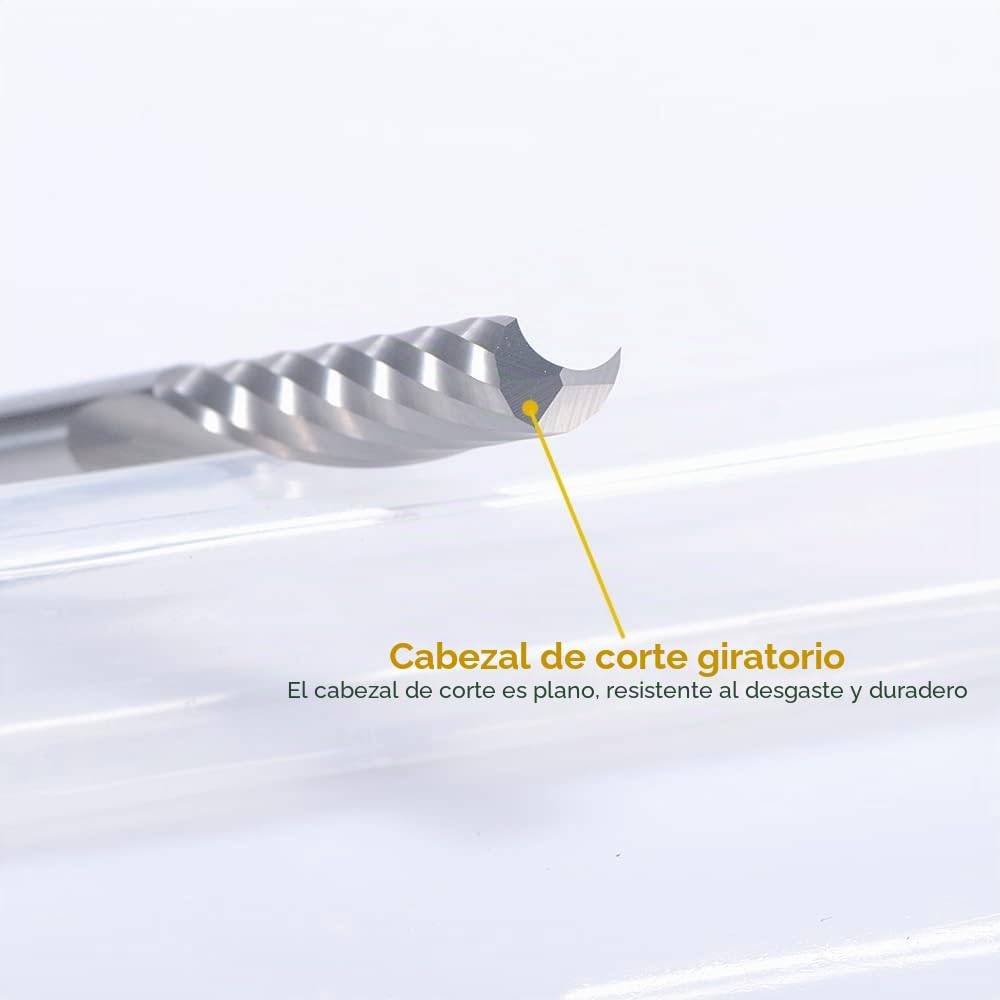 EU_HOZLY 1 mm 1.5 mm 2.0 mm 2.5 mm 3.175 mm Carburo 1 flauta Fresa espiral Fresa de grabado CNC Brocas de enrutador