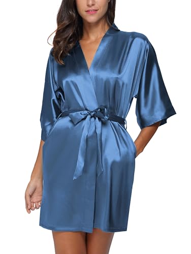 Soft Loungewear Silk Robe Wedding Short Satin 38 soft loungewear silk robe - navy blue