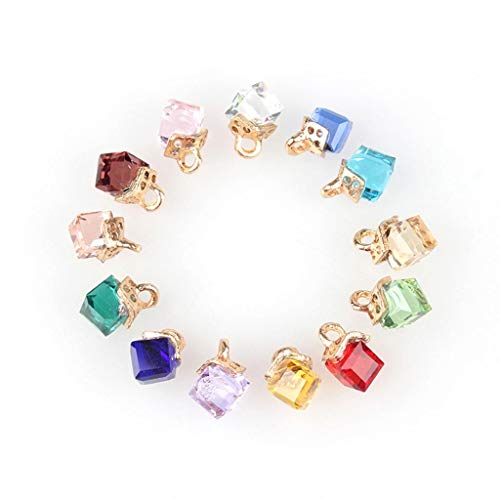 Haiabei 90 Pcs Square Geometric Crystal Charms Pendant Oil Drop Collection Crafts for DIY Craft Jewelry Making Accessory Necklace Earring Keychain Bracelets Making