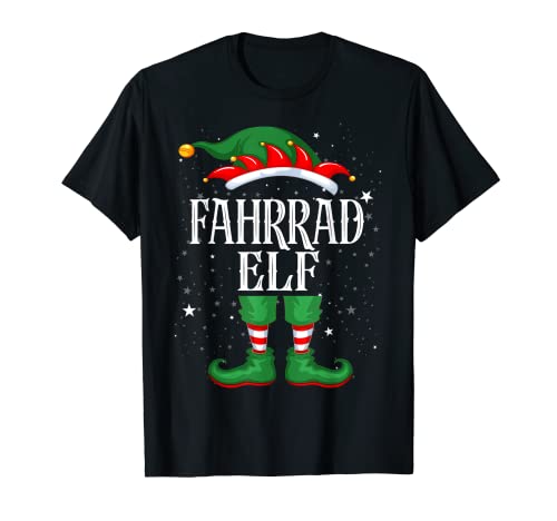 Fahrrad Elf Tshirt Outfit Weihnachten Familie Elf Christmas T-Shirt