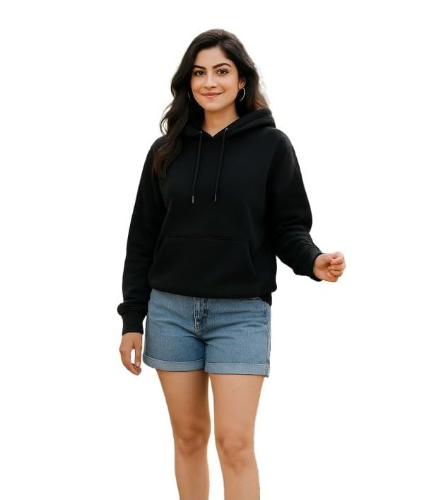 Women Sweatshirt with Hoodies, Hooded Neck Regular Fit Long Sleeve Womens,Solid Hooded Cotton Fleece for Women-picture-14