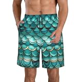 SSGVLPTO Sirena Teal Pescado Escaleras Impresión Hombre Quick Dry Shorts Quick Dry Shorts Beach Shorts Sport Running Board Shorts, Color blanco., M