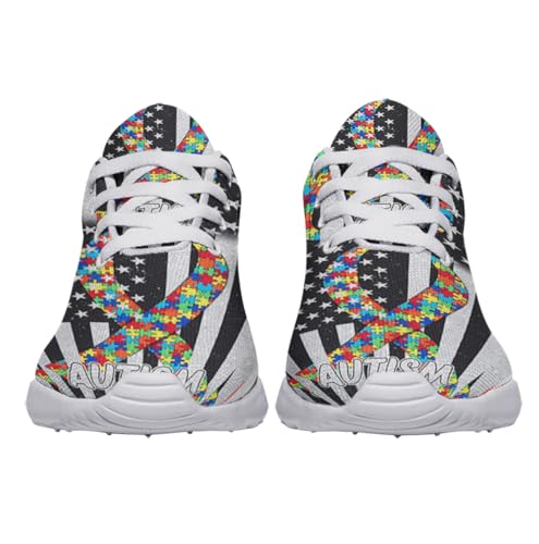Sonzj-II Autism Awareness Shoes Mens Womens Walking Tennis Running Shoes Comfortable Athletic Sneakers3