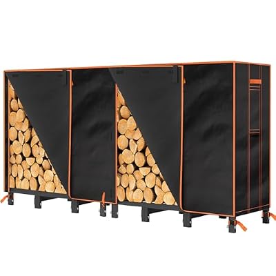 GREENER Firewood Rack Cover 8FT- 600D Heavy Duty Wood Racks Outdoor for Firewood Waterproof Firewood Cover Weather Resistant Cover with PVC Coating -For Tikimilor, ULIOK,NANANARDOSO