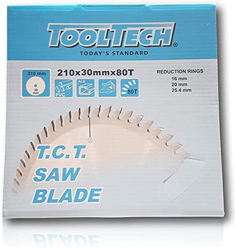 Alvo de corte HM para alumínio, 210 x 30 mm x 80 dentes, com 3 anéis de redução