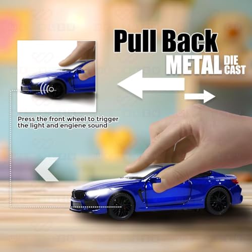 Image of VARIYA ENTERPRISE Exclusive Alloy Metal Pull Back Die-Cast Car Diecast Metal Pullback Toy Car with Openable 6 Doors,Light Music Boys Gifts Toys (1:32 B-M-W M8-Multicolor)