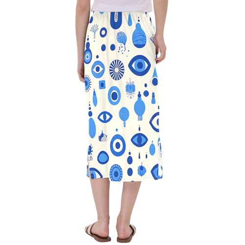 Womens Casual Elastic Midi Half Skirt Spring Double Slit Skirt3