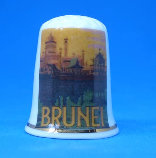 Birchcroft China China Dé à coudre en porcelaine – Affiche de voyage Brunei – Avec boîte