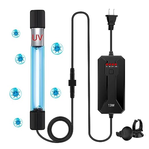 TAISHAN UV Sterilizer for Aquarium，13 W Fish Tank Clean Light with Timer,Aquarium Green Killing Machine Waterproof Clean Submersible Lamp for Pond,Swimming Pool,Indoor