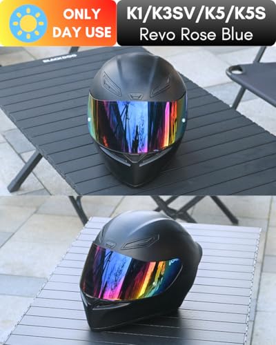 Logto Replacement Motorcycle Helmet Visor Compatible with K1 K3SV K5 K5-S Helmet Accessories (Revo Rose Blue)