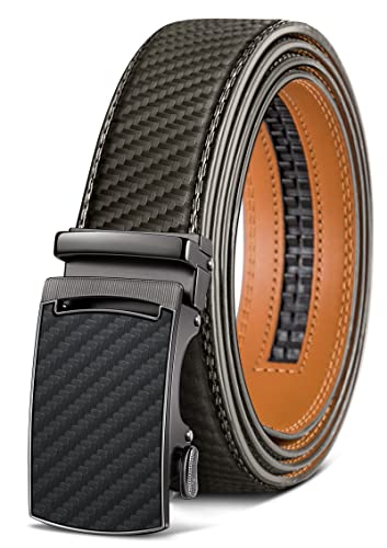 Image of KEMISANT Belt Men, Sliding Ratchet Belt Genuine Leather For Gift Mens Dress Pants Oxfords,Size Adjustable