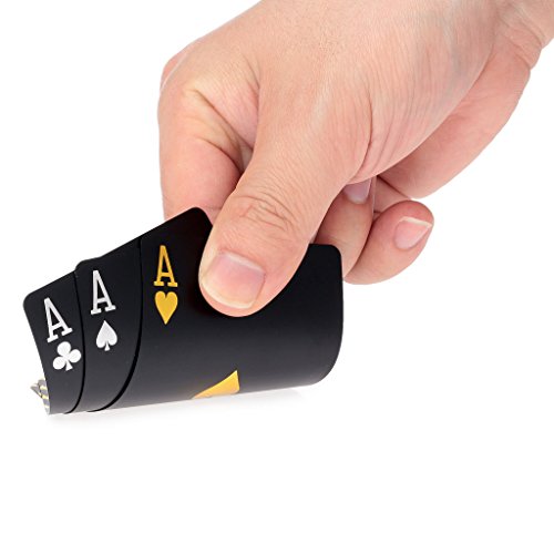 2 x Playing Cards Schwarze Wasserdichtes Pokerkarten Plastik Spielkarten aus PVC Profi Premium Spielkarten für Texas Holdem Poker - 1 Gold & 1 Black – Bild 4