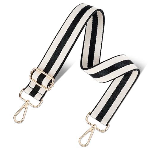 Image of chushui Wide Bag Strap Replacement Crossbody Shoulder Strap Adjustable, Classic Striped Preppy Vertical Stripe Woven with Gold Hardware 29-51 Inches for Purses Handbags Totes