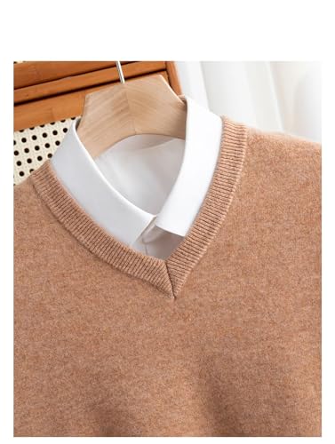 Men 100 Percent Merino Wool Sweater V-Neck Knitting Pullover Fall Warm Business Bottoming Sweater2