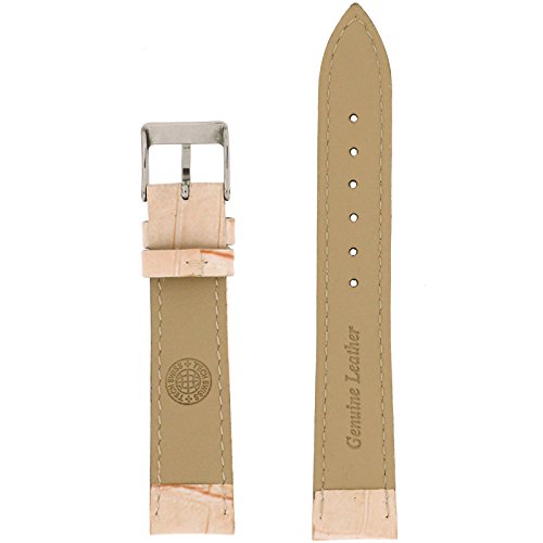 Tech Swiss 16mm Watch Band Champagne Pink Genuine Leather Crocodile Grain