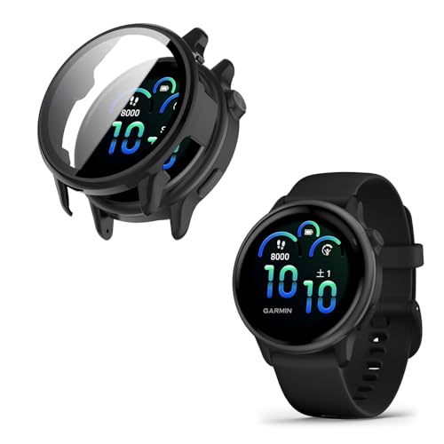 For GARMIN vivoactive 6 �P�[�X�yCelesaiq�z�ی�K���X�t�B����+PC�t���[�� ��̌^ ���E�ȒP �����x�^�b�` �w��h�~ �ϏՌ� �S�ʕی� GARMIN vivoactive 6 �J�o�[�i�u���b�N)