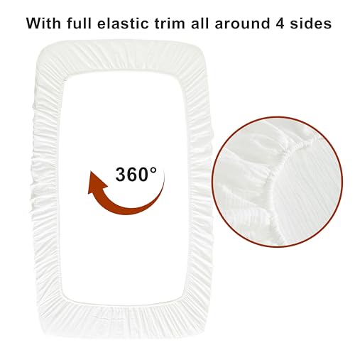 Image of NTBAY 2 Pack Muslin Cotton Crib Sheets, Soft and Breathable Double Layer 28x52 Baby Crib Sheets for Standard Crib and Toddler Mattresses, Boys, Girls, Unisex, White, 28x52 Inches
