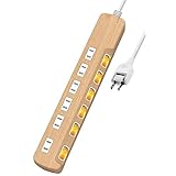 エレコム 電源タップ 雷ガード 個別スイッチ ほこりシャッター付 6個口 木目調 2m オーク ECT-1320O