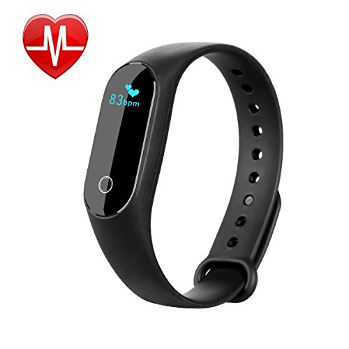 Parsion Pulsera Inteligente con Pulsómetro, HR4 Pulsera Actividad y Monitor de Ritmo Cardíaco Pulsera Deportiva Monitor de Actividad Impermeable IP67 Reloj Fitness Tracker Bluetooth Podómetro para