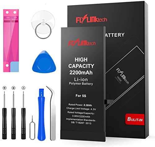 ✅ CAMBIO DI BATTERIA PERFETTA: 2200mAh per iphone 5S batteria. La capacità della nostra batteria iphone 5S è di 640mAh superiore a quella della batteria originale. Questa batteria è compatibile solo con i modelli iPhone 5s A1533, A1530, A1528, A1518, A1457, A1453.