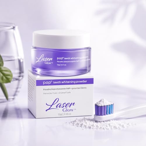 Image of Teeth Whitening Powder by LaserGlow, Pap+ Toothpaste Booster Powder with Nano Hydroxyapatite, Peroxide-Free Whitening Booster for Brighter Teeth, Daily Tooth Powder Additive