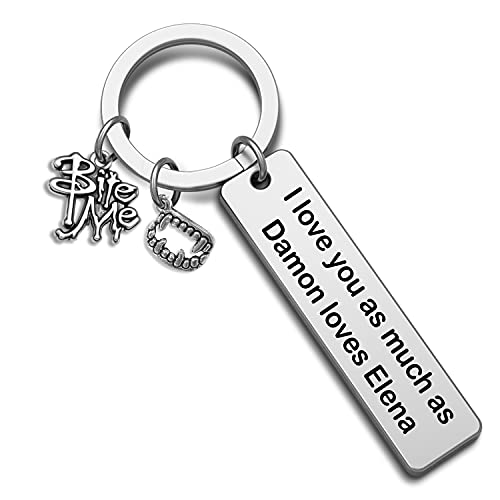 Vampire Diaries Inspired Jewelry I love you as much as Damon loves Elena Keychain Vampire Fans Gift for couples(Damon)