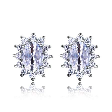 LSLYTQ Women Stud Earrings With Aaaaa Royal Blue Green Light Blue Spinel Zircon Oval 925 Snowflake Earring