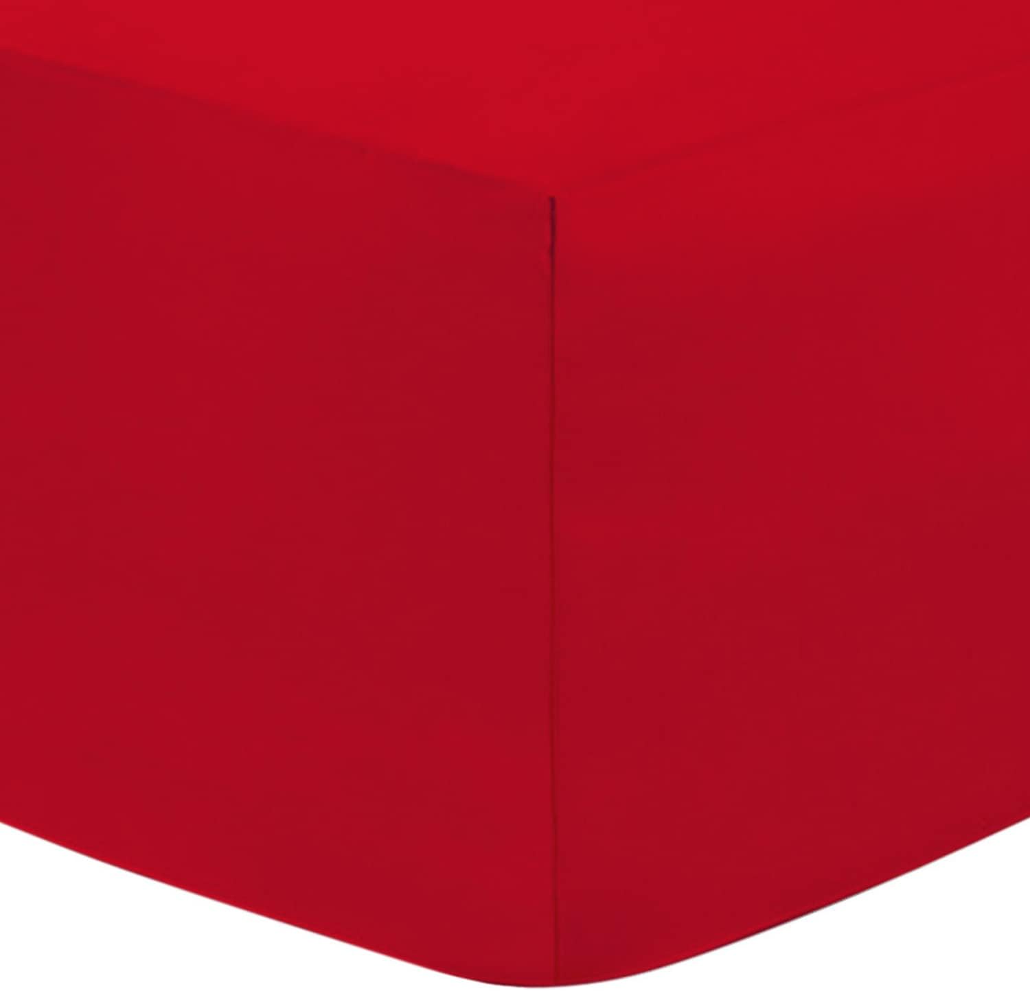 Extra Deep Fitted Sheets 16"/40CM Deep Bedsheets, Single Red Amazon