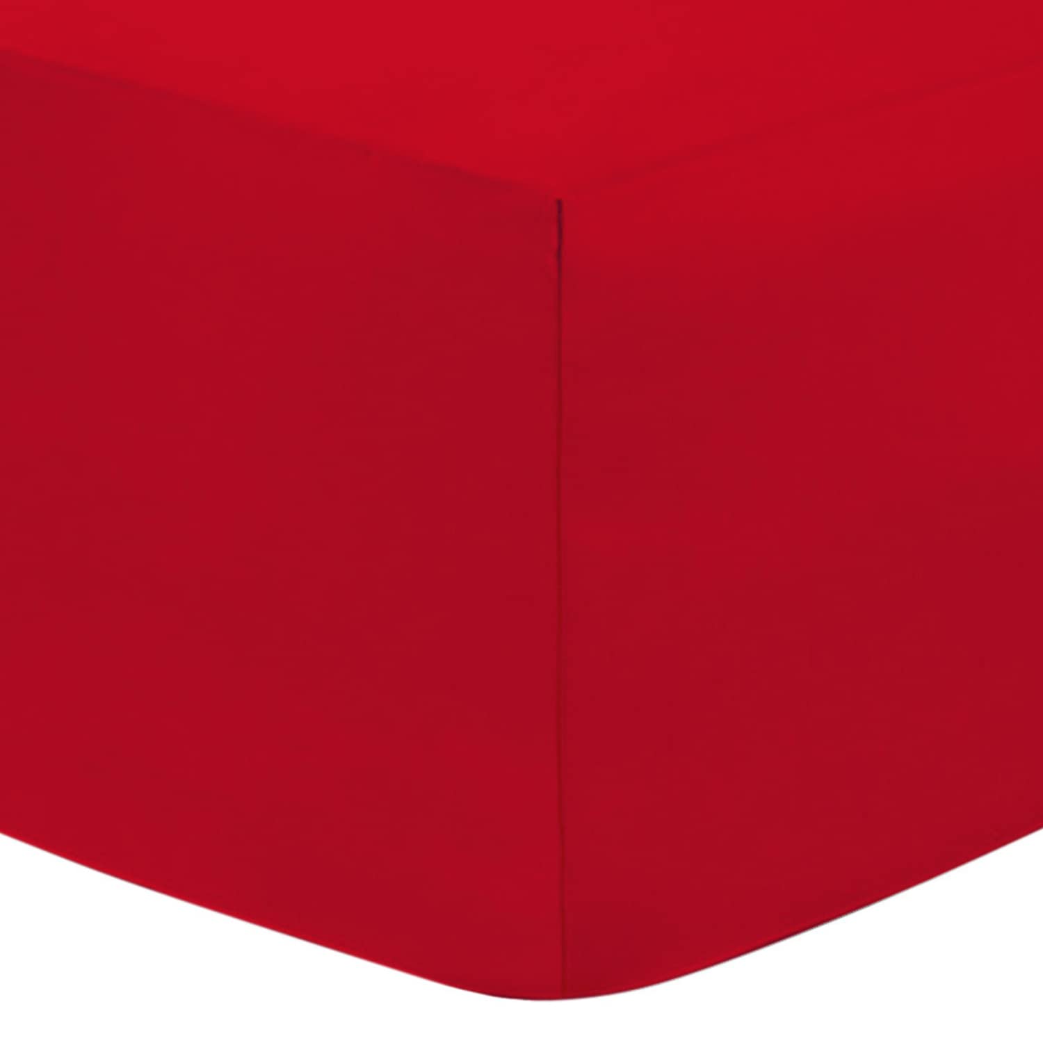 Dtex Homes Red Divine Textiles Fitted Sheets 10'' / 25Cm Deep Easy Care Non Iron Percale 18 Colours, King