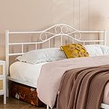IKIFLY Metal King Size Headboard Only, Adjustable Height, Steel Curved King Headboard for Bedroom, Farmhouse Scrollwork Design,Easy Assembly, Attach Frame, White