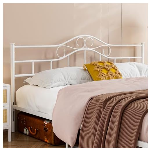 IKIFLY Metal King Size Headboard Only, Adjustable Height, Steel Curved King Headboard for Bedroom, Farmhouse Scrollwork Design,Easy Assembly, Attach Frame, White