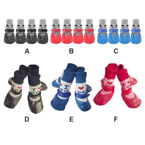 Zambuph 4 Pezzi Scarpe Riflettenti Per Animali Da Pioggia Stivali Da Neve Calzini Impermeabili Set Calza Addensata Per Cani Di Piccola Taglia In Legno Duro Per Interni, Rosso, M - 3