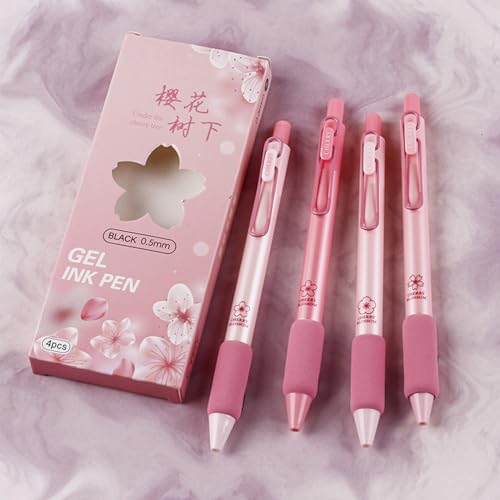 4 bolígrafos de gel retráctiles color rosa con tinta negra miniatura 3